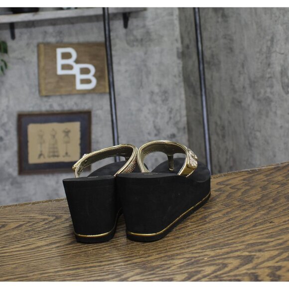 Guess Womens Platform Sandal Sarraly Flip-Flop GWSARRALY4 Gold / Black 7M - Picture 4 of 11